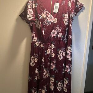 Beautiful floral maroon dress